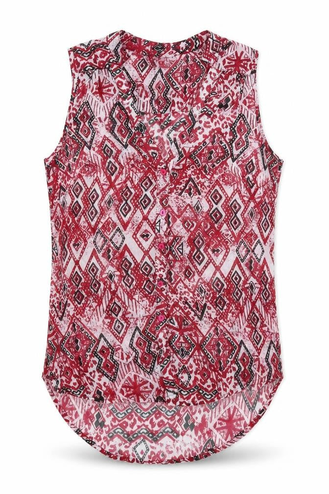 Stradivarius Womens Multicoloured Geometric  Basic Button-Up Size M