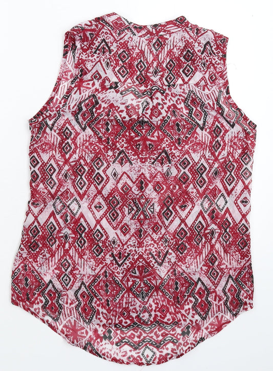 Stradivarius Womens Multicoloured Geometric  Basic Button-Up Size M