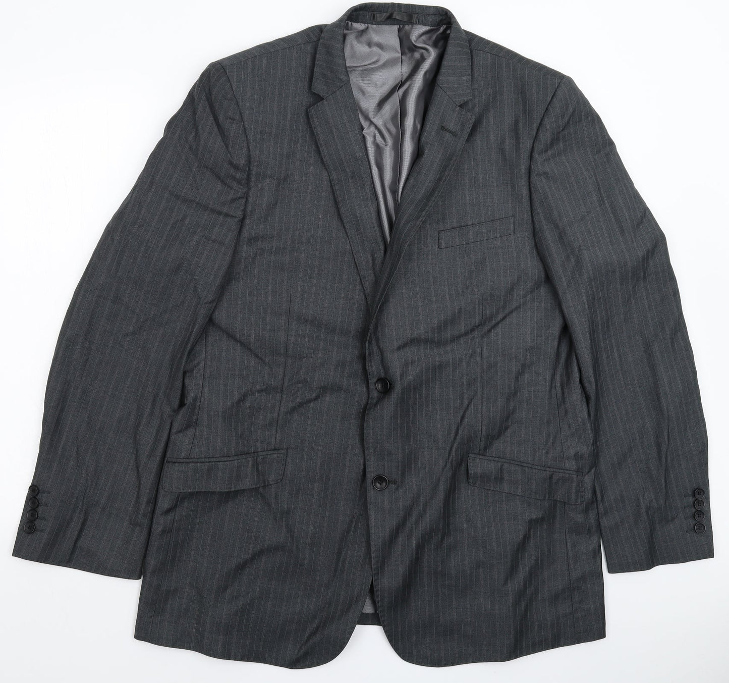 Butler & Webb Mens Grey Striped  Jacket Suit Jacket Size 44