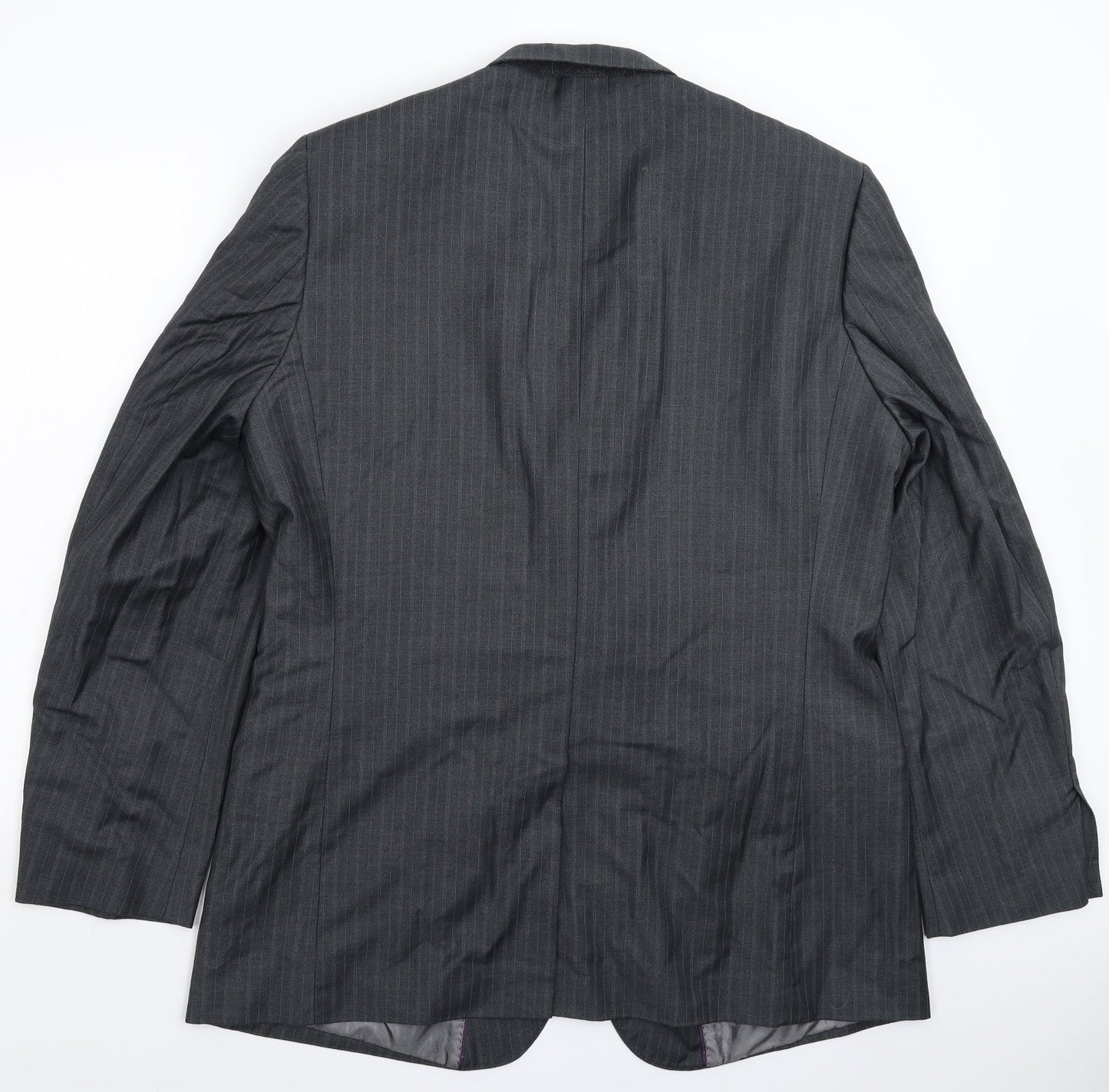 Butler & Webb Mens Grey Striped  Jacket Suit Jacket Size 44
