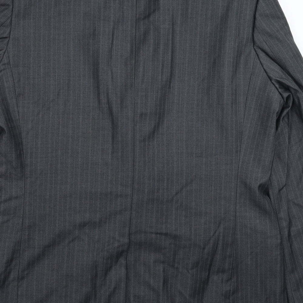 Butler & Webb Mens Grey Striped  Jacket Suit Jacket Size 44