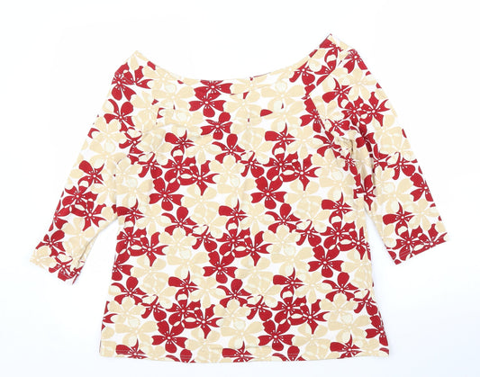 Preworn Womens Beige Floral  Basic Blouse Size M