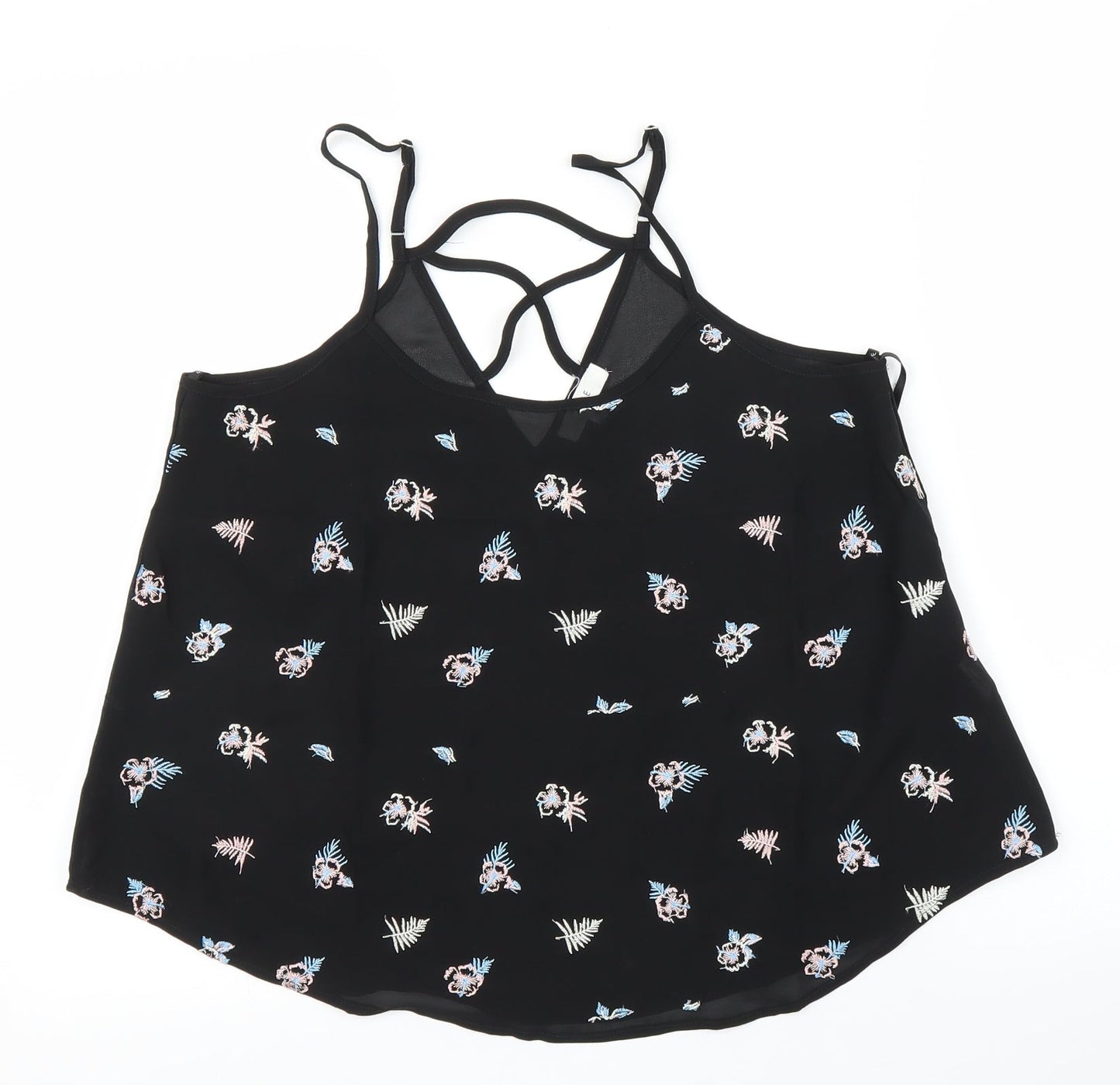 MINE Womens Black Floral  Camisole Blouse Size M