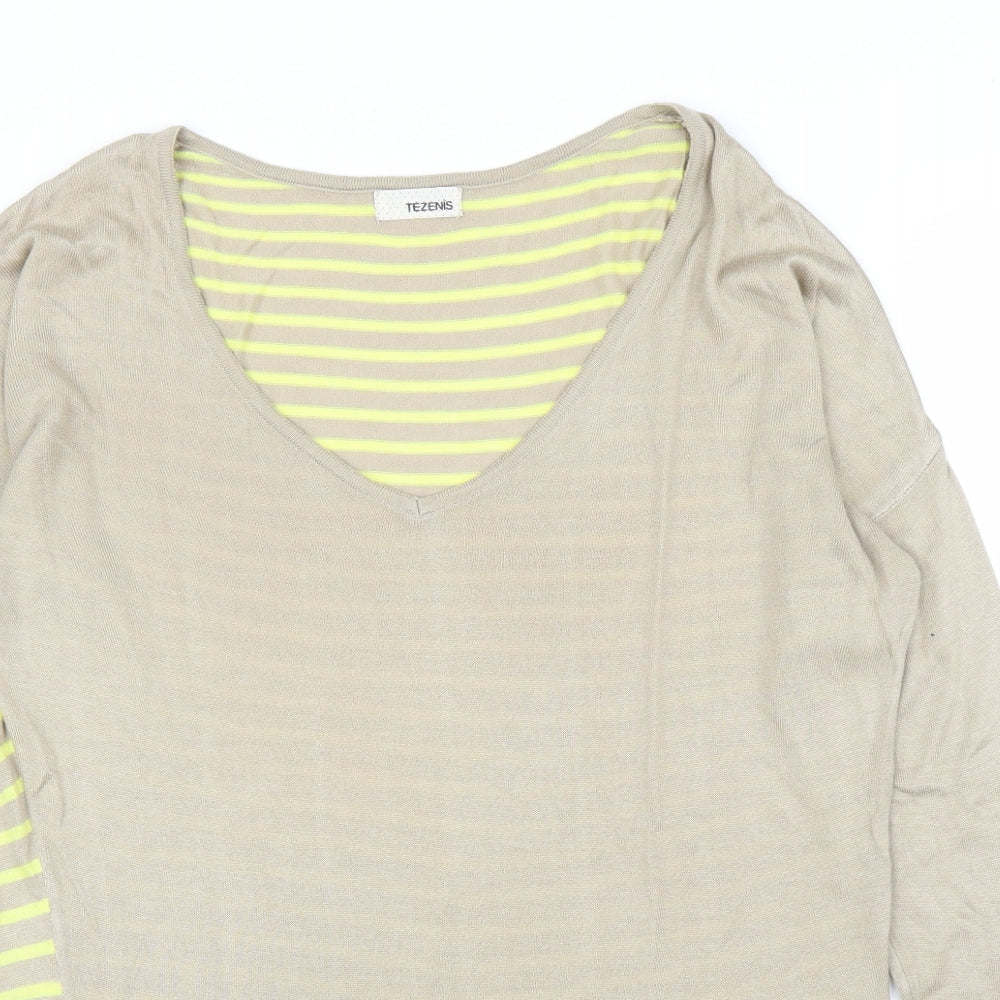 Tezenis Womens Beige Striped  Pullover Jumper Size L