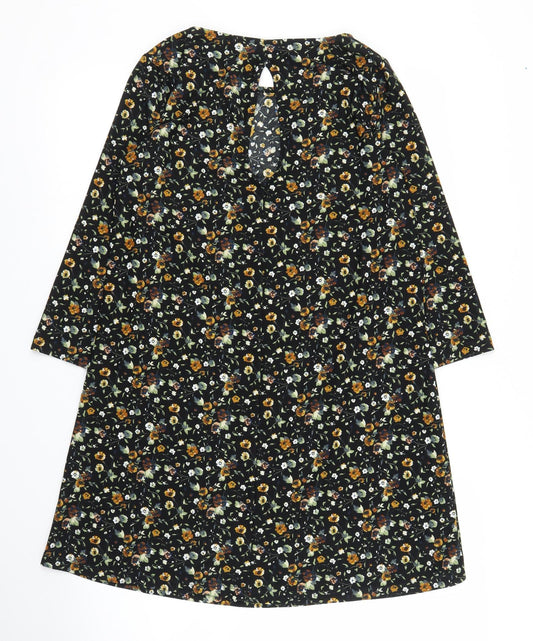 Mango Womens Black Floral  A-Line  Size S