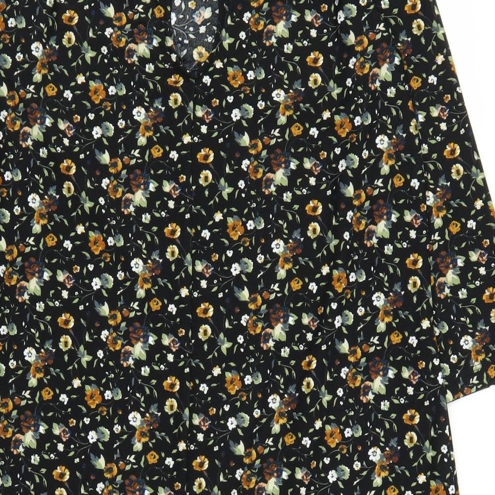 Mango Womens Black Floral  A-Line  Size S