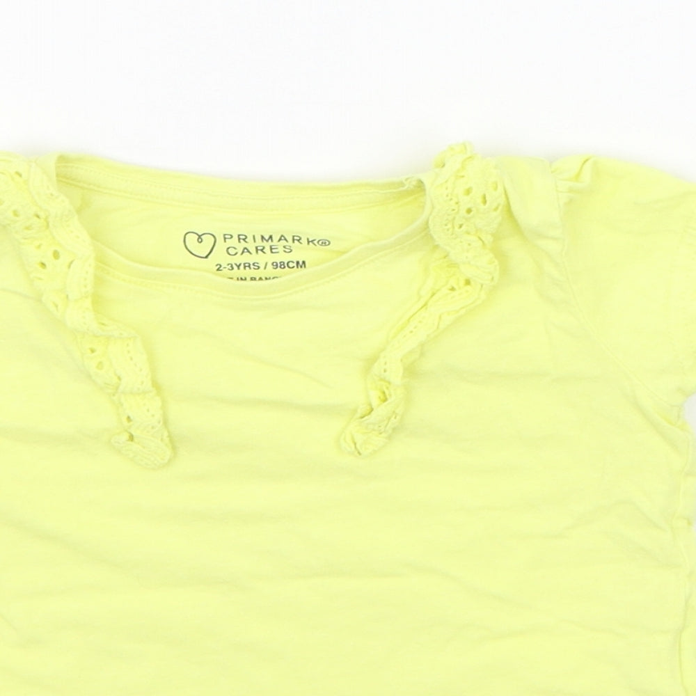 Primark Girls Yellow   Basic T-Shirt Size 2-3 Years