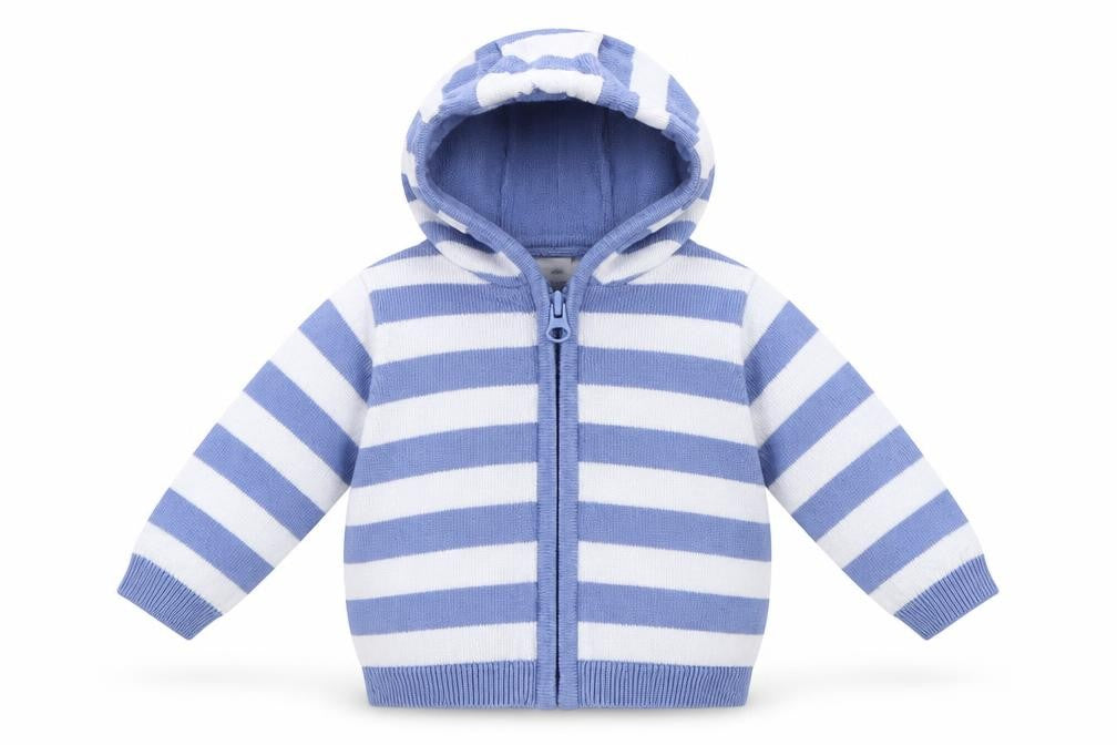 Mini Club Boys Blue Striped  Full Zip Jumper Size 0-3 Months