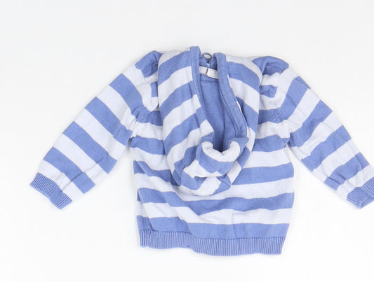 Mini Club Boys Blue Striped  Full Zip Jumper Size 0-3 Months