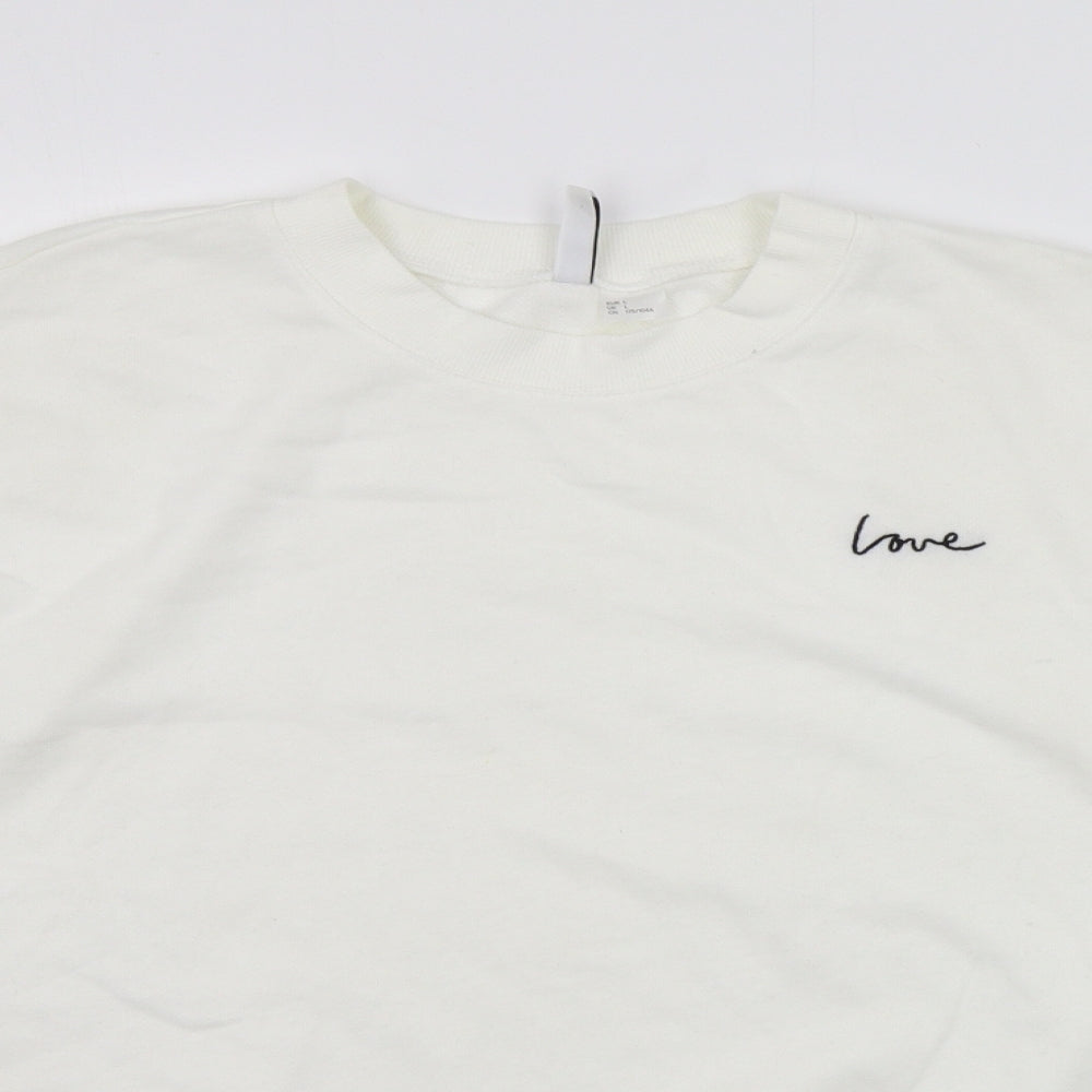 Divided Womens White   Pullover Jumper Size L