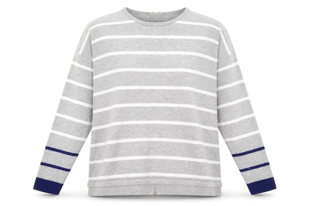Verve Ami Womens Grey Striped  Pullover Jumper Size L