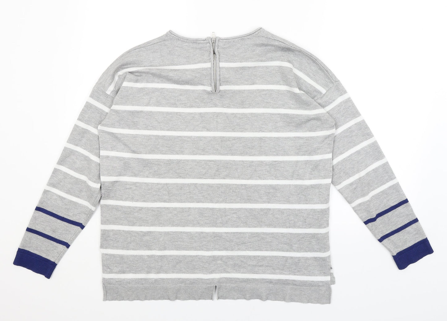 Verve Ami Womens Grey Striped  Pullover Jumper Size L