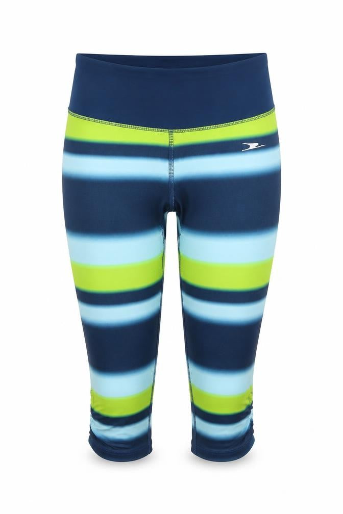 Crane Womens Blue Striped  Cropped Leggings Size 8 L26.5 in