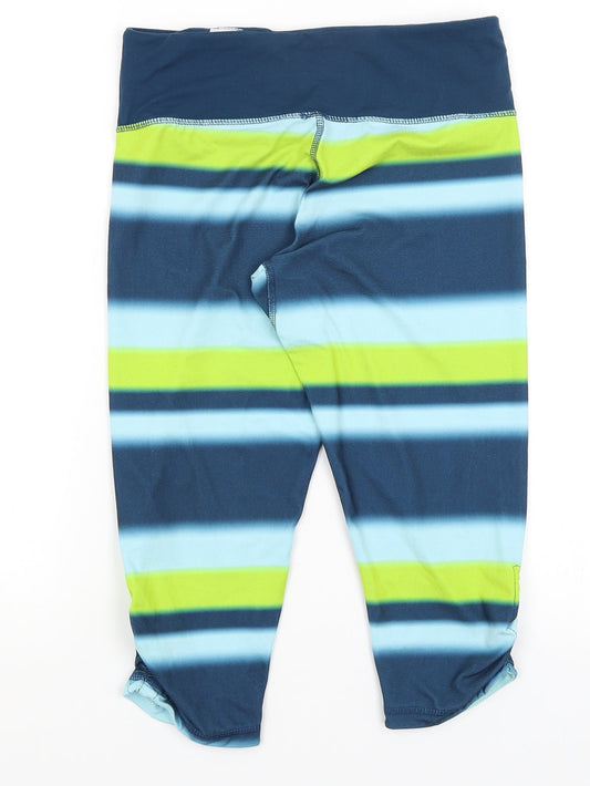 Crane Womens Blue Striped  Cropped Leggings Size 8 L26.5 in
