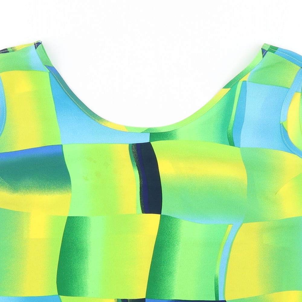 Roman Womens Green Check  Cropped Tank Size 14