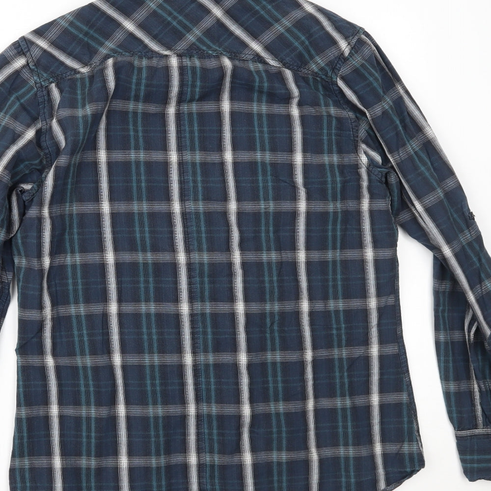 Primark Mens Blue Plaid   Button-Up Size S