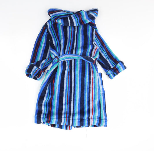 Monsoon Boys Blue Striped Fleece  Robe Size 4 Years