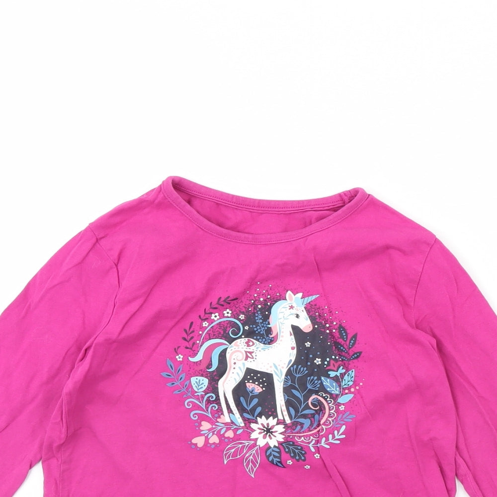 Nutmeg Girls Pink   Basic T-Shirt Size 10 Years  - Unicorn