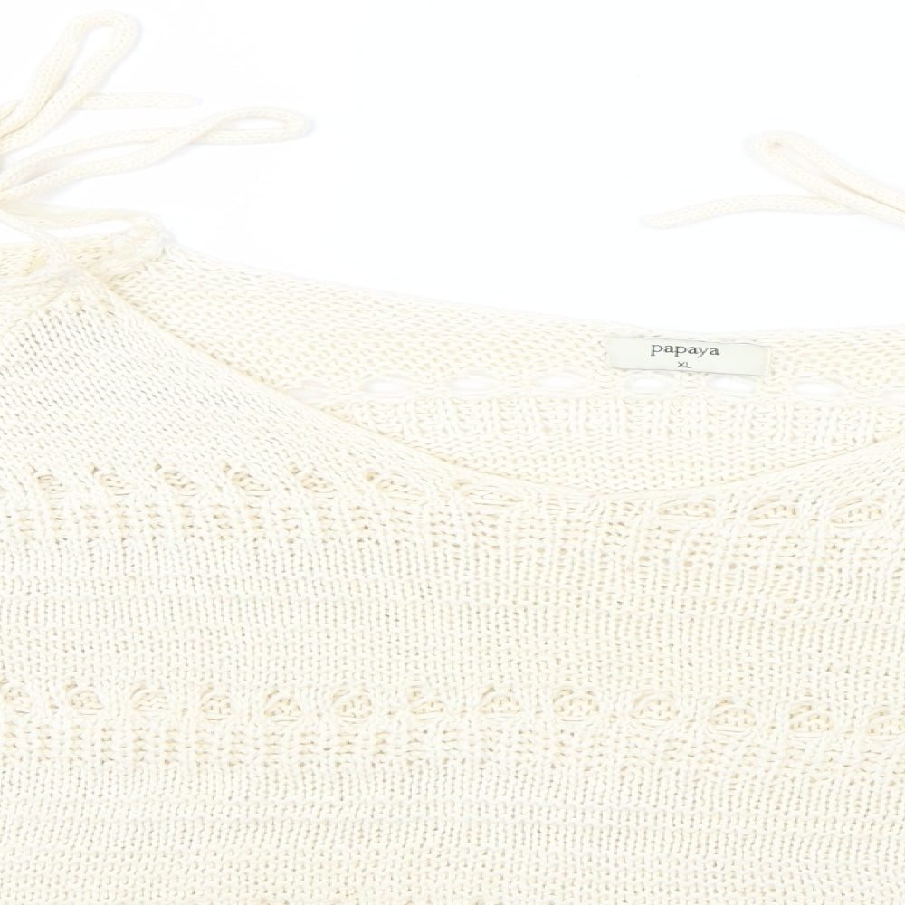 Papaya Womens Beige  Knit Pullover Jumper Size XL