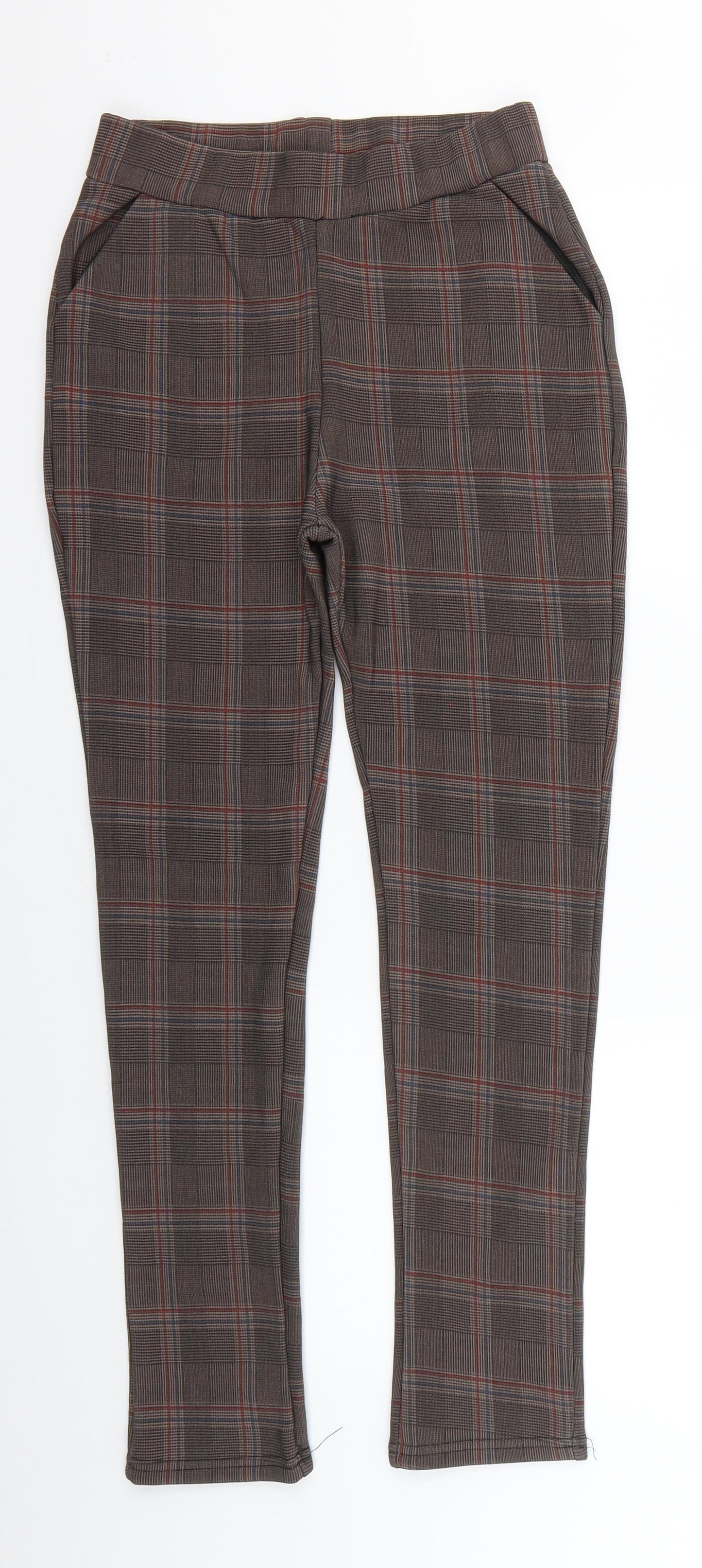 cc fashion Womens Brown Check  Chino Trousers Size S L25.5 in