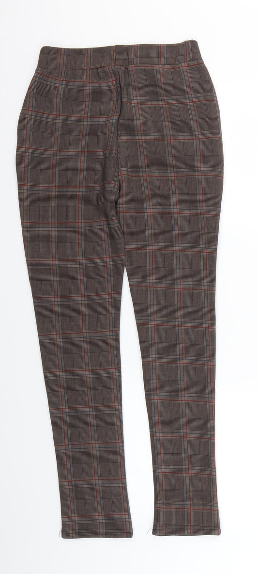 cc fashion Womens Brown Check  Chino Trousers Size S L25.5 in