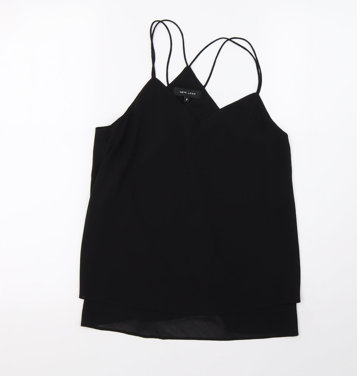 New Look Womens Black  Mesh Basic Blouse Size 8