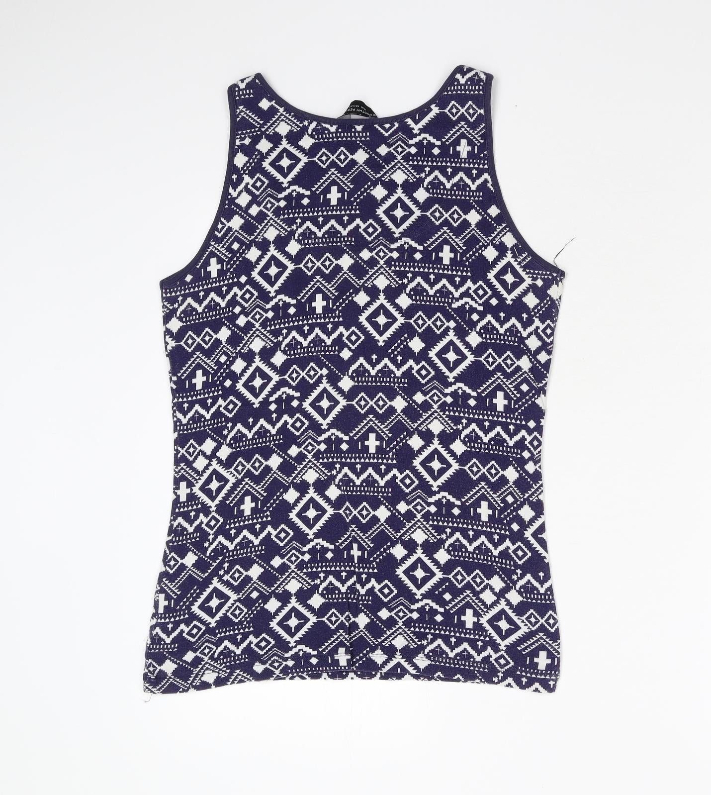 Dorothy Perkins Womens Blue Geometric  Basic Tank Size 14