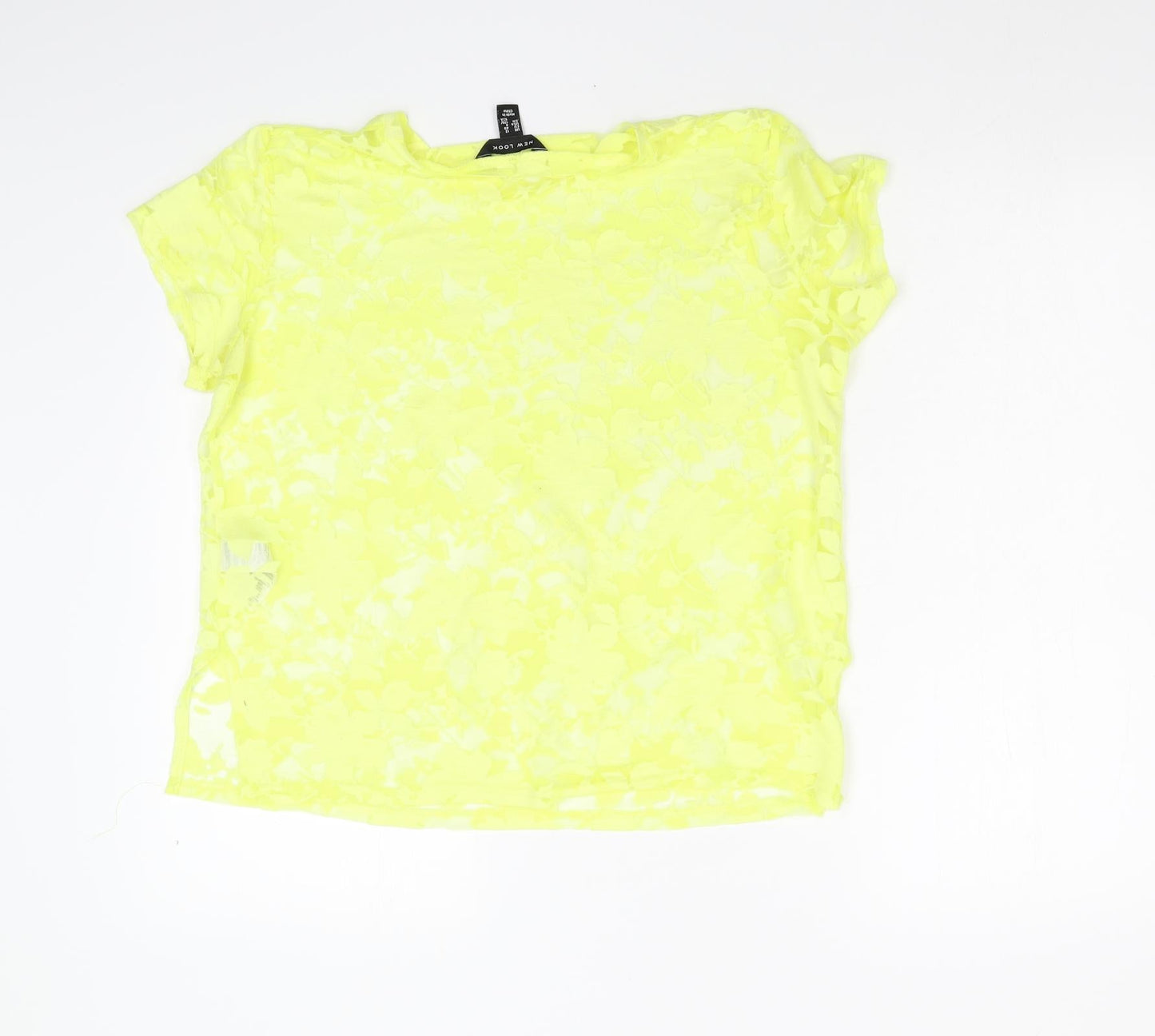 New Look Womens Yellow Floral  Basic T-Shirt Size 12
