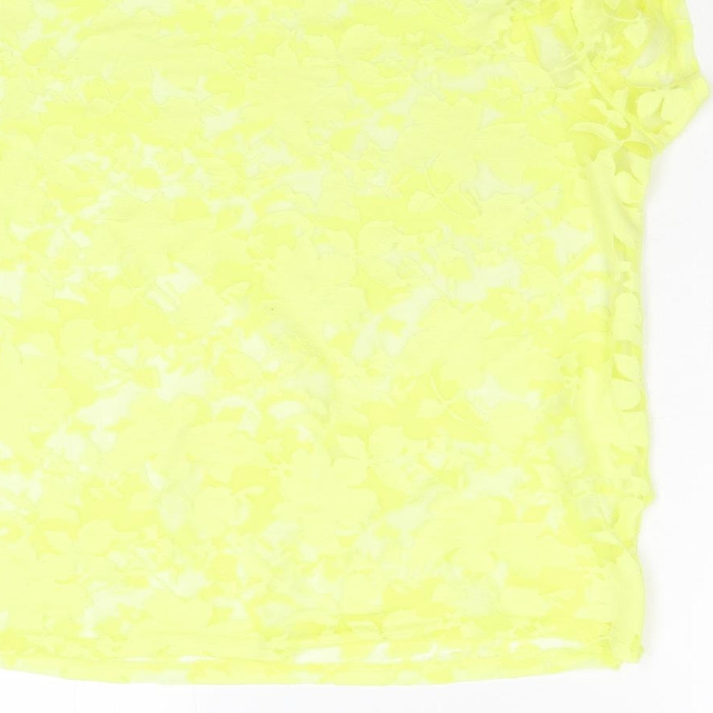New Look Womens Yellow Floral  Basic T-Shirt Size 12