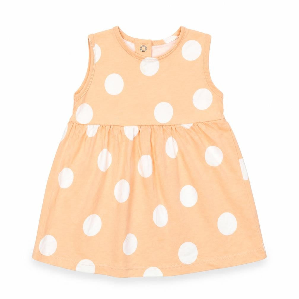Front view of George girls’ orange polka dot t-shirt dress, size 0-3, months