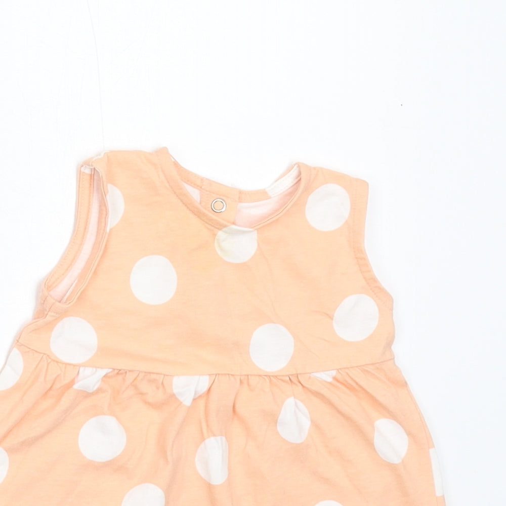 George Girls Orange Polka Dot  T-Shirt Dress  Size 0-3 Months