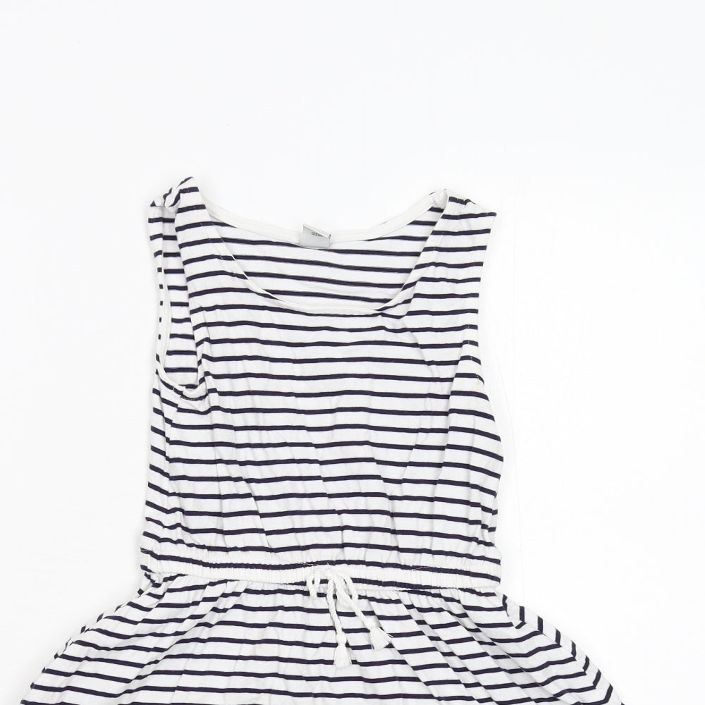 TU Girls White Striped  Fit & Flare  Size 7 Years