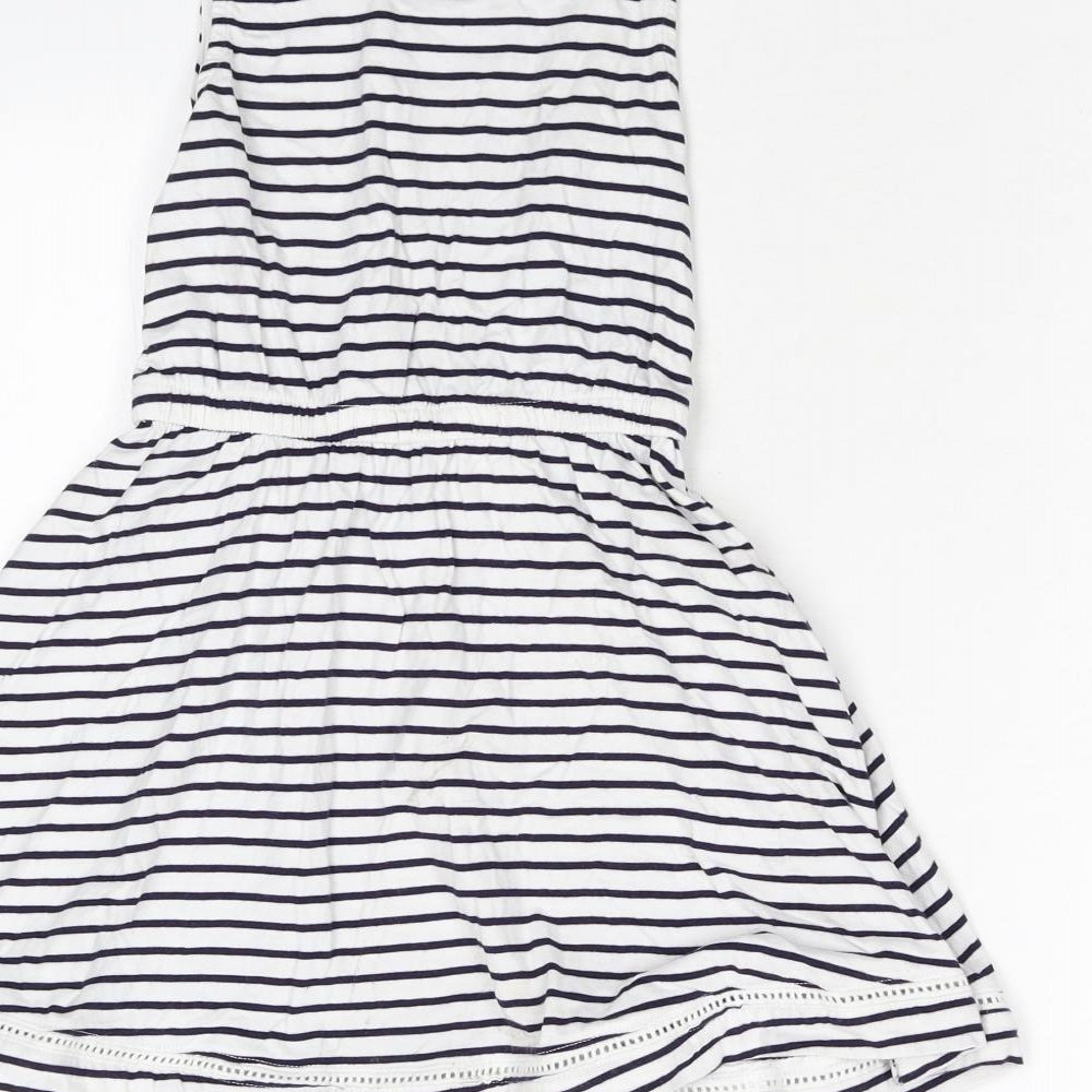 TU Girls White Striped  Fit & Flare  Size 7 Years