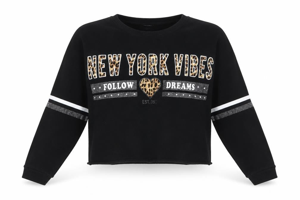 Primark Girls Black   Pullover Jumper Size 12-13 Years  - New York Vibes Follow Dreams