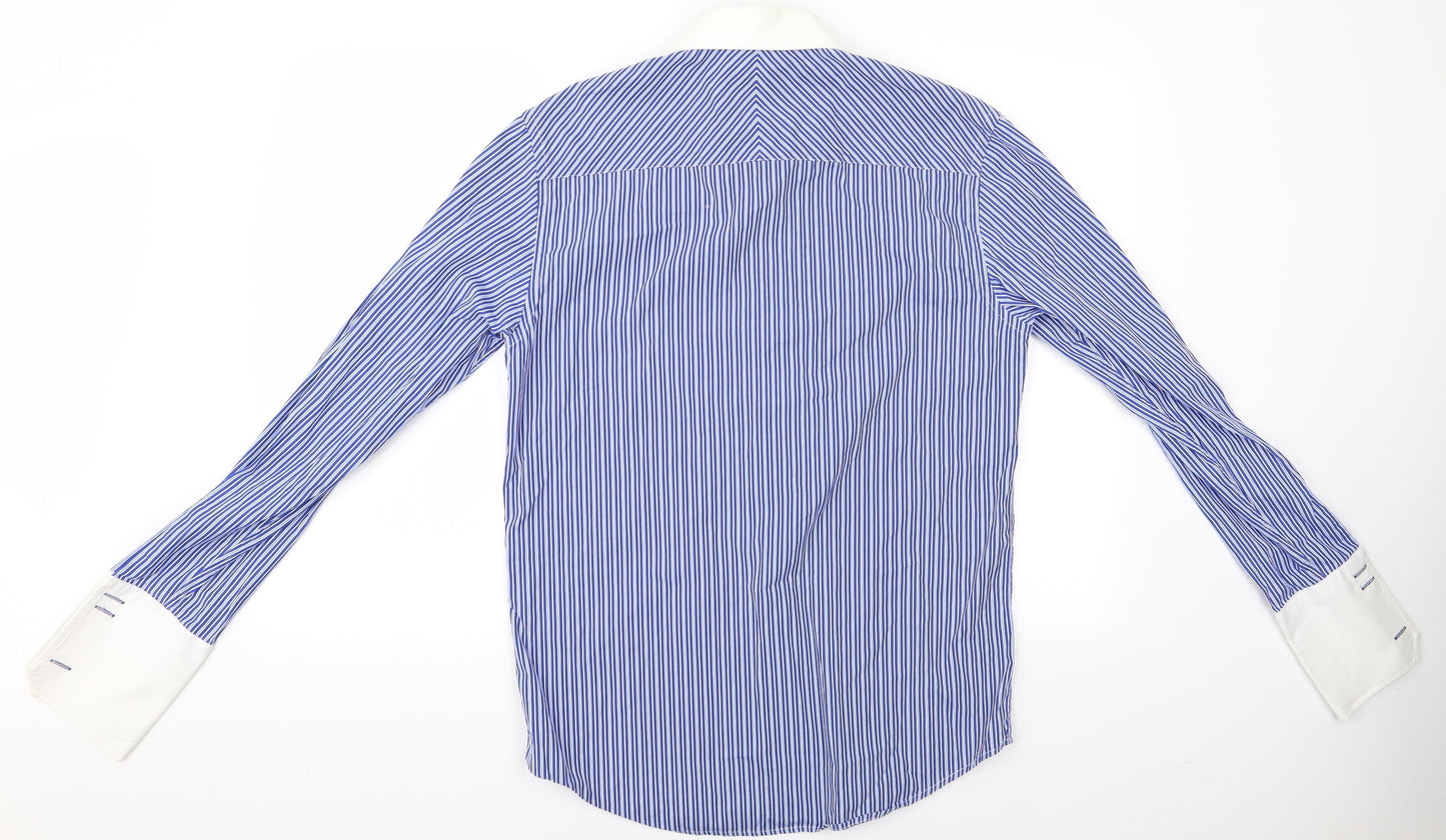 NEXT Mens Blue Striped   Button-Up Size 15.5  - Next