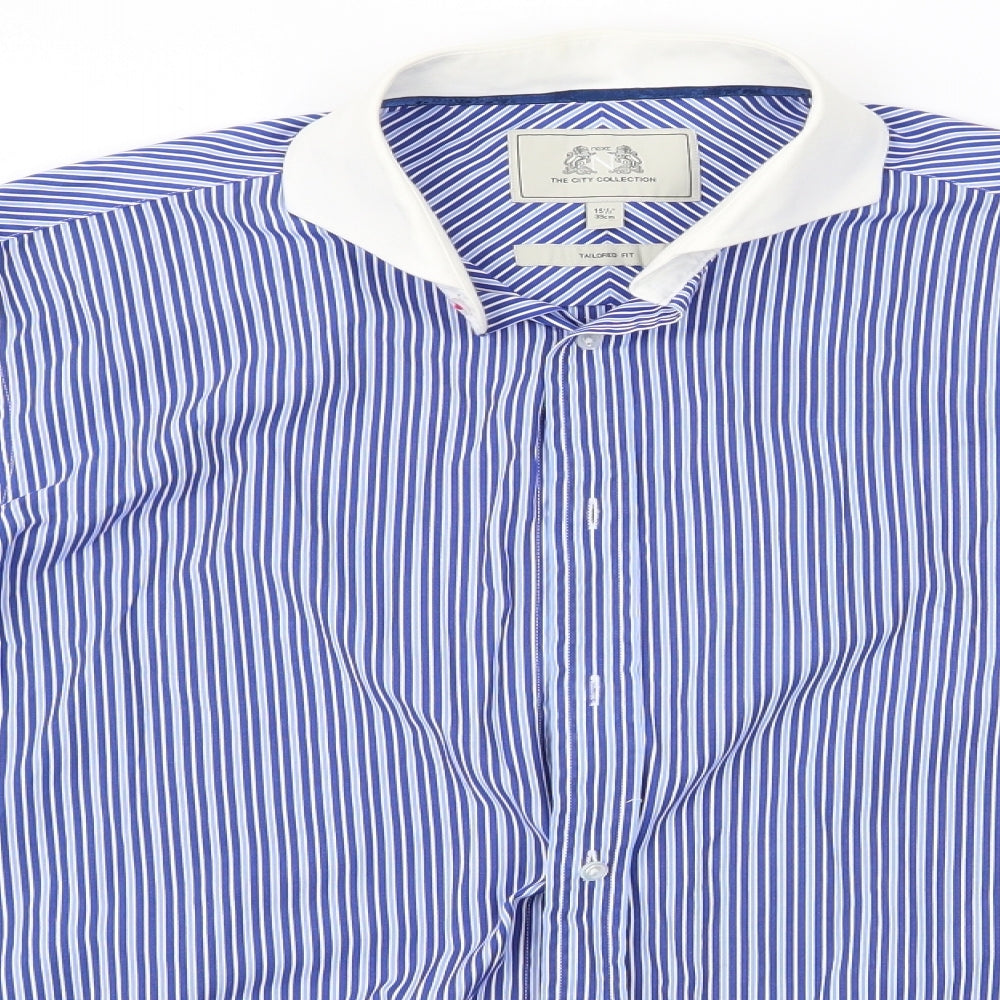 NEXT Mens Blue Striped   Button-Up Size 15.5  - Next