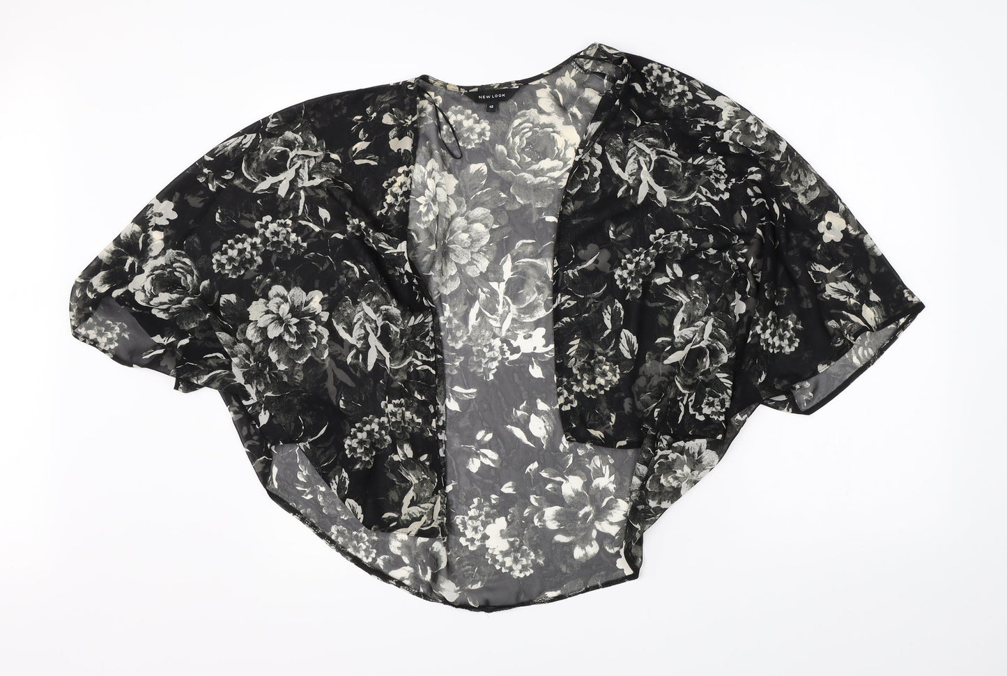 New Look Womens Black Floral  Cardigan Jumper Size 12