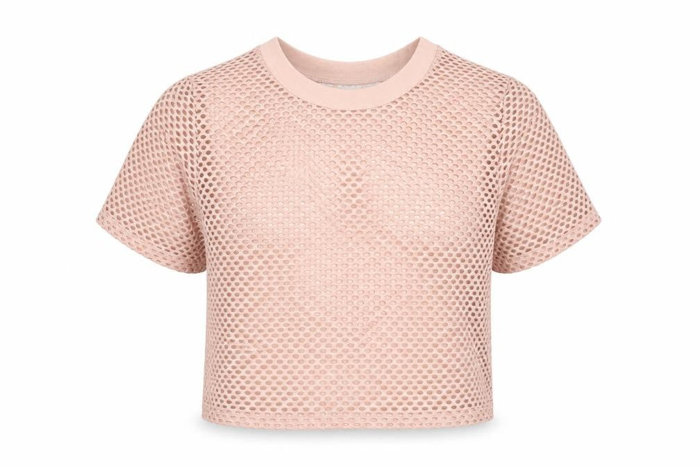 Front view of Topshop girls’ pink cropped t-shirt, size 8, years