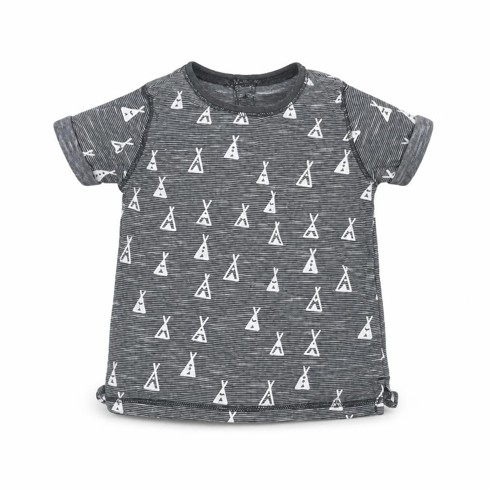 Front view of Next Baby Black Striped Basic T-Shirt, size 3-6, Months