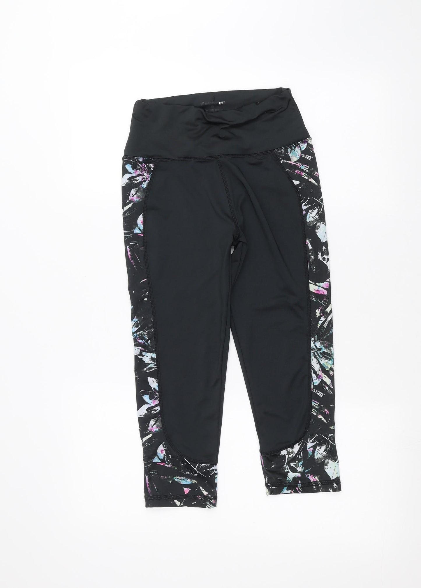WORKOUT Womens Black   Cropped Leggings Size XS L20 in