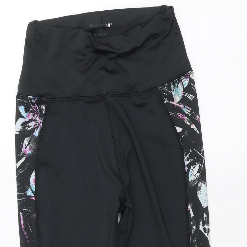 WORKOUT Womens Black   Cropped Leggings Size XS L20 in