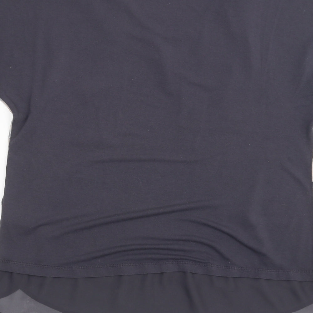 Papaya Womens Blue Floral  Basic T-Shirt Size 10