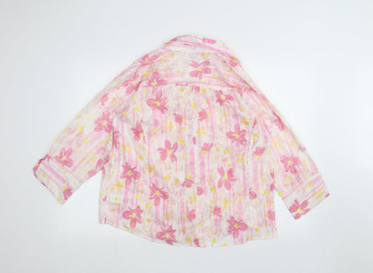 D&Co. Womens White   Basic Button-Up Size L