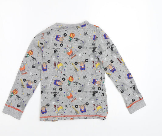 M&S Girls Grey   Top Pyjama Top Size 6-7 Years  - Circus Animals