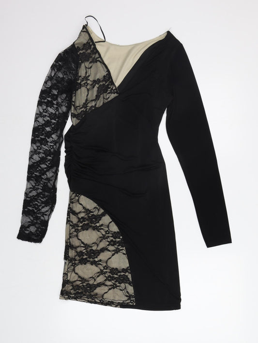 One Love Womens Black Floral  Bodycon  Size S