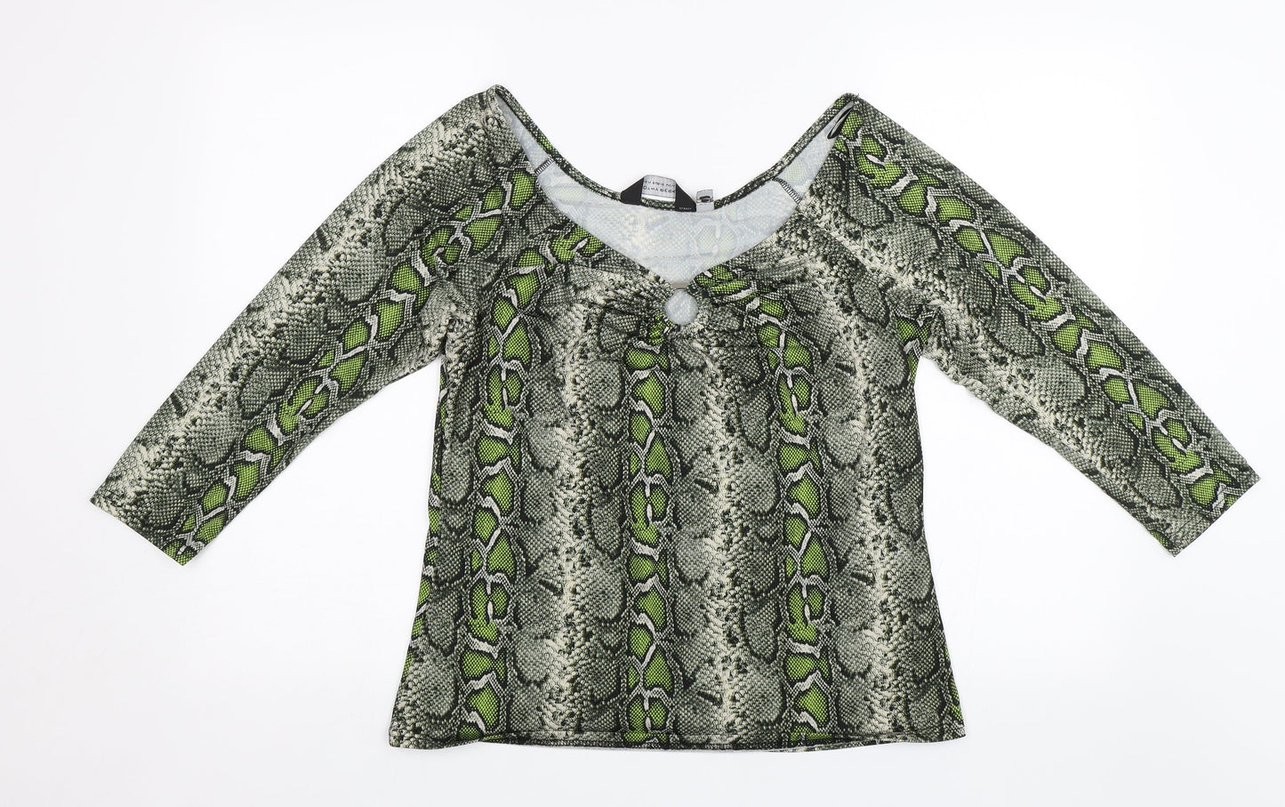Dorothy Perkins Womens Green Animal Print  Basic Blouse Size 14