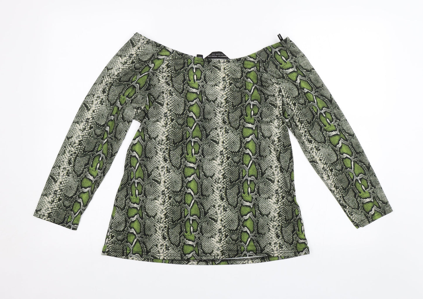 Dorothy Perkins Womens Green Animal Print  Basic Blouse Size 14