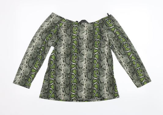 Dorothy Perkins Womens Green Animal Print  Basic Blouse Size 14