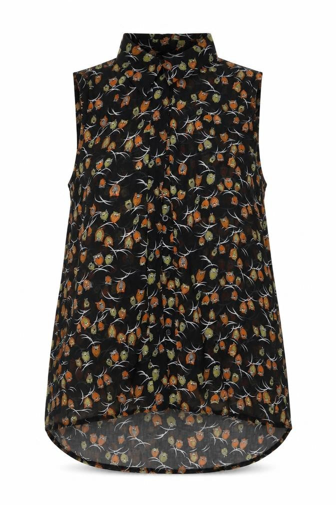AX Paris Womens Black   Basic Blouse Size 8  - Owls