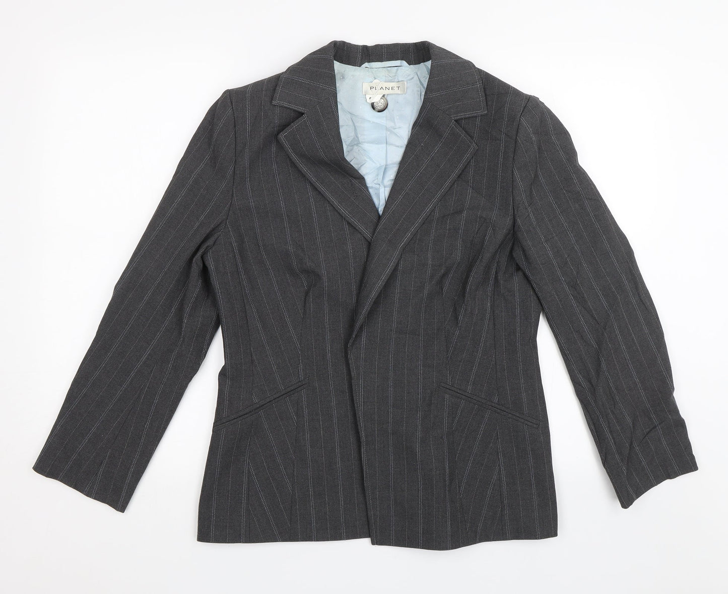 Planet Womens Grey Striped  Jacket Blazer Size 12